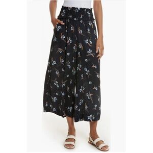 Rebecca Taylor 100%silk Natalie Fleur Wide Leg Crop Silk pants NWT